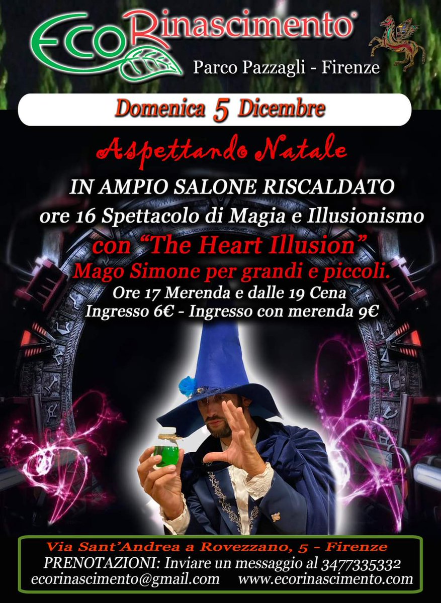 5 dicembre Spettacolo di Magia. Per prenotare inviare un messaggio al 3477335332. Vi aspettiamo...