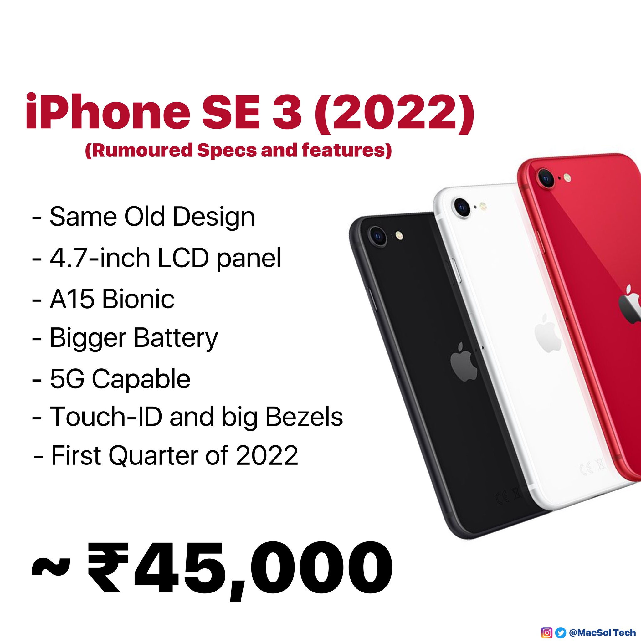 Macsol Tech Iphone Se 3 22 Will Release In First Quarter Of 22 Here Are All The Rumoured Specs Iphonese3 Apple Iphone T Co T2k8obctir Twitter