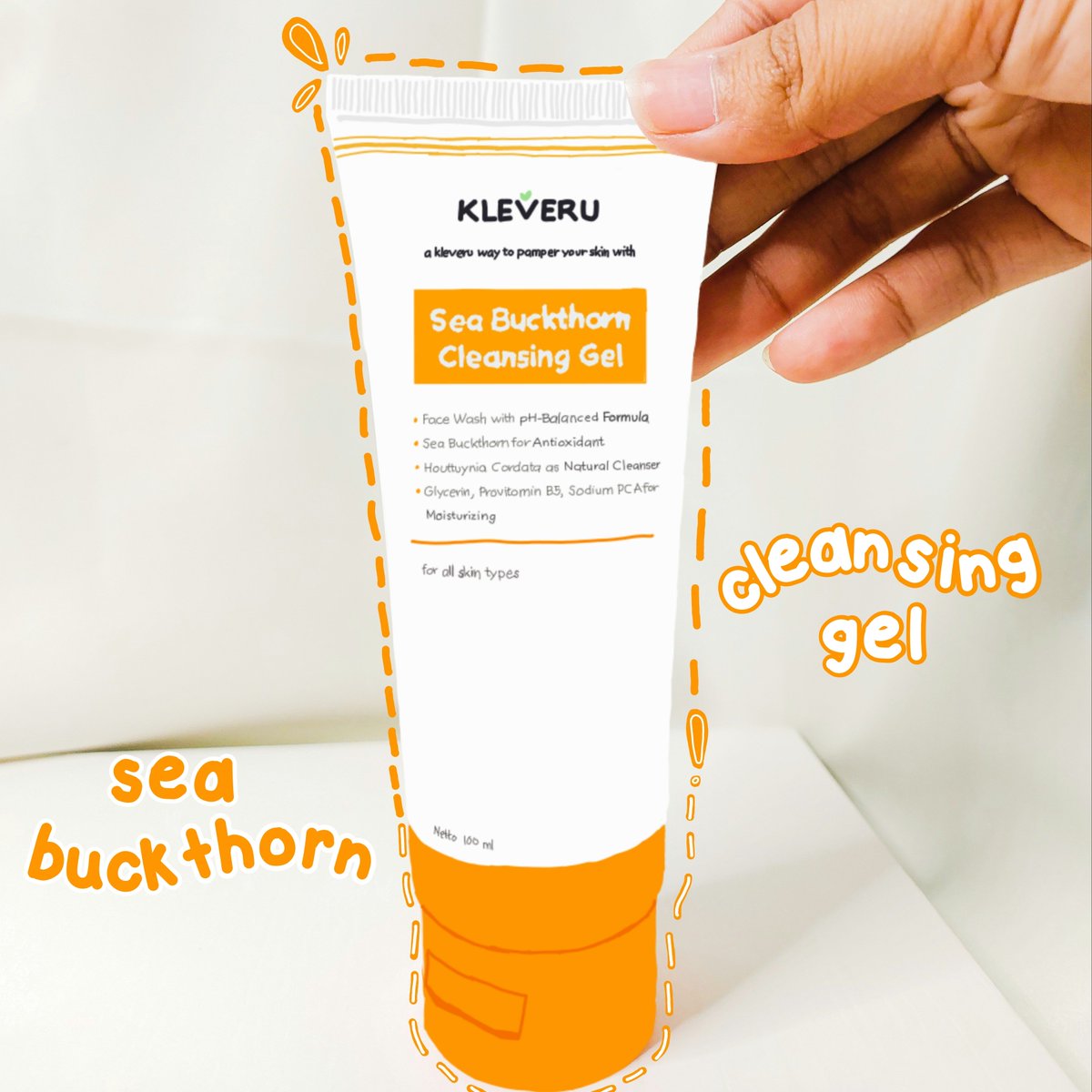 hironoic's tweet photo. aku paling suka kalo udah nemu face wash yg gentle dan nyaman di kulit gini dehヾ(･ω･｡)ｼ 

♡ Sea Buckthorn Cleansing Gel by @KleveruOfficial ♡

second cleanser yg memiliki pH balance 5.5 bagus untuk skin barrier!!!<3

#racuninskincare #reviewskincare https://t.co/bfT8F7vb8j