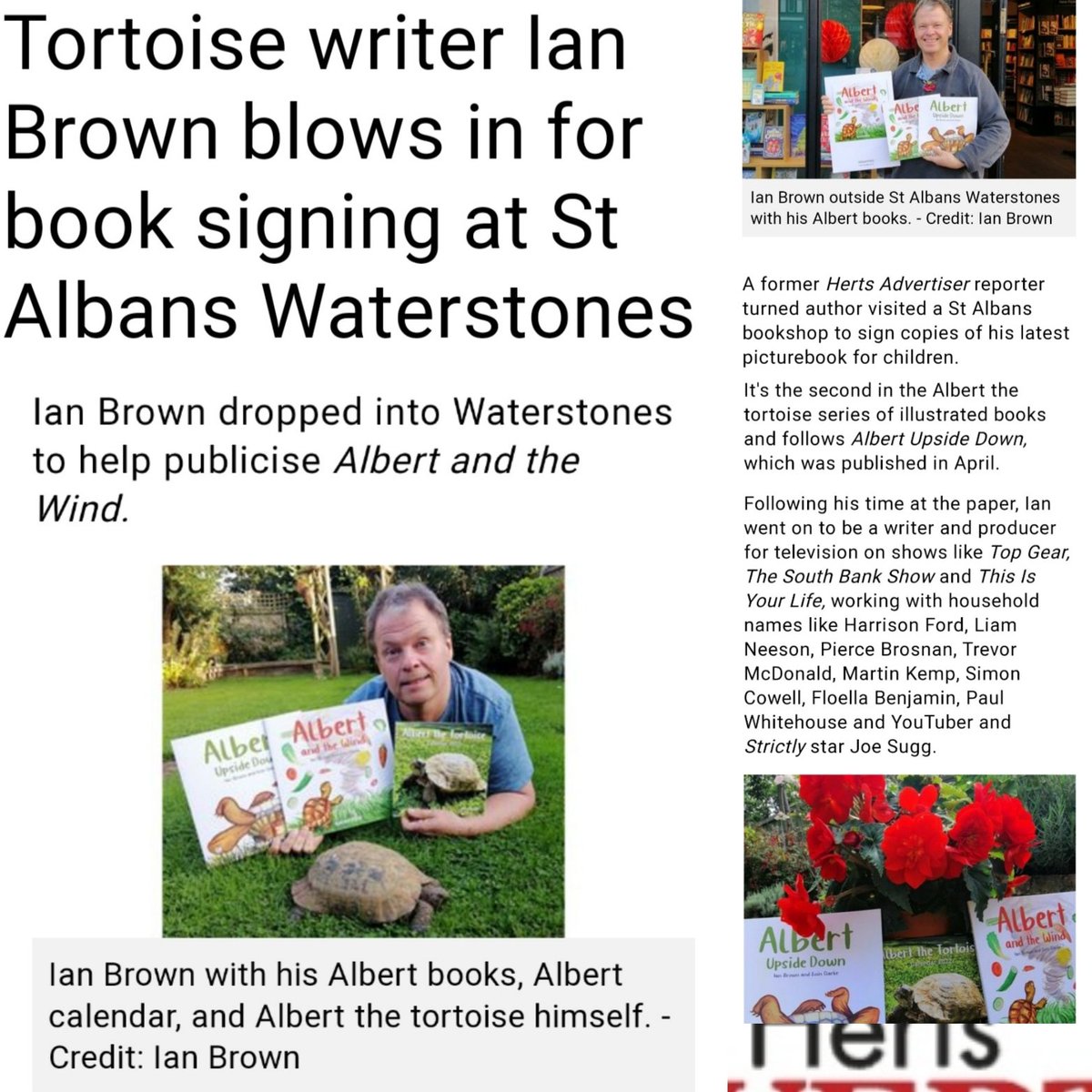 AlbertTortoise's tweet photo. Hey #StAlbans signed copies of #ALBERTthetortoise #picturebooks ALBERT UPSIDE DOWN and ALBERT AND THE WIND #availablenow @WaterstoneStAlb 
@hertsad @stalbansmuseums @StAlbansTourism #redbourne #shenley #bricketwood #londoncolney #sopwell #tortoise #childrensbooks #illustration https://t.co/OSU4fgfDhZ