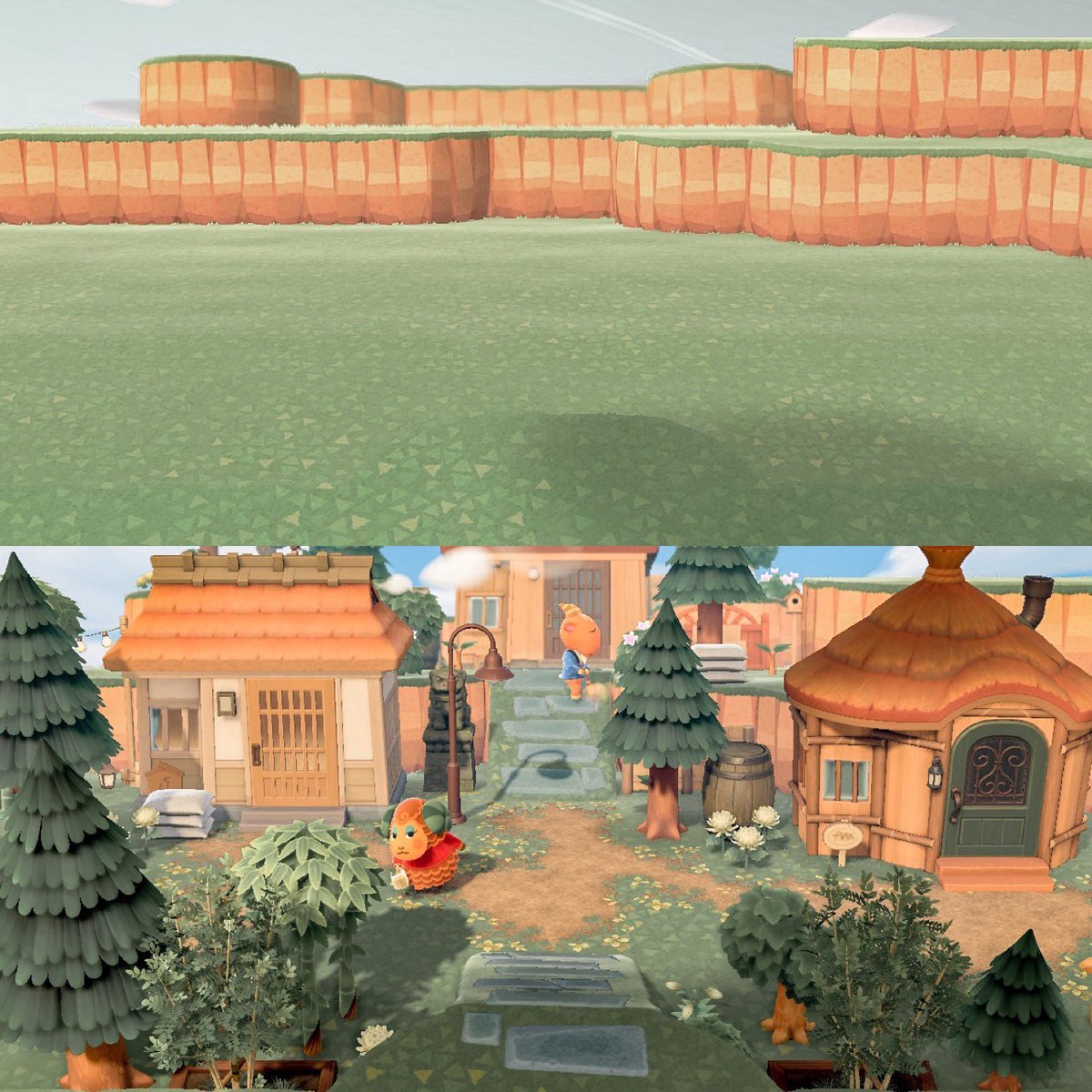 nymoa_'s tweet photo. Before/After🌲

#ACNH https://t.co/Vs7kESu3TE