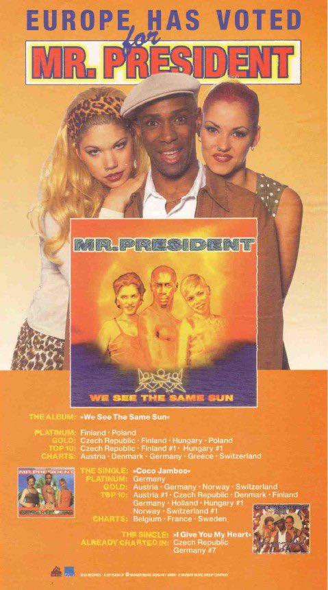 Eurodance_Story's tweet photo. Souvenir du succès européen de « We see the same sun », le 2eme album de Mr President ! #eurodance #mrpresident #tseven #layzeeakamrpresident #ladydanii #judithhildebrandt https://t.co/UIqFTn5RhW