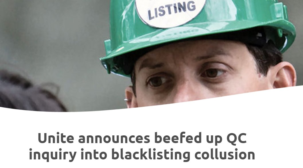 We have announced a beefed up QC inquiry into blacklisting collusion. It is very important that blacklisted workers and their families can have total confidence in this inquiry. I said we would do it and that no stone would be left unturned. #Blacklisting unitetheunion.org/news-events/ne…