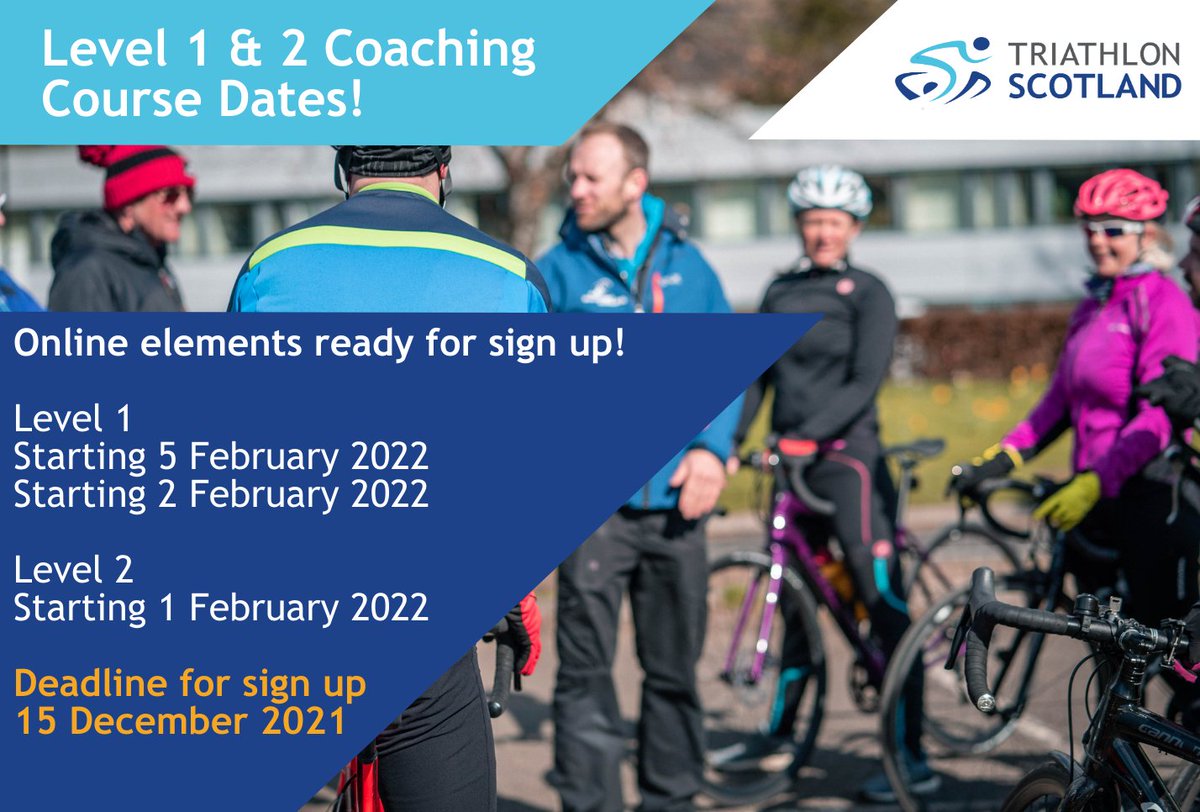 scottishtri's tweet photo. Start off 2022 with a bang and sign up for a Triathlon Coaching course!

There are two Level 1 courses available (Saturdays or weekday webinars) and a Level 2 course (weekday webinars). 

Find out more here: https://t.co/mUa6I0GytA https://t.co/21MidfXmy3