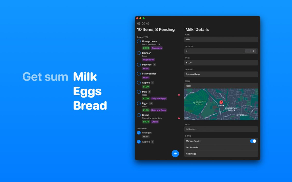 GetSumTheApp's tweet photo. Get Sum is now also available on the Mac! 🎉

This means you get a minimal yet powerful shopping list app across iPhone, iPad, Watch, and Mac as a single one-time super cheap purchase. Winning.

https://t.co/a8bBimDxkd https://t.co/Ra9uP6IWDA