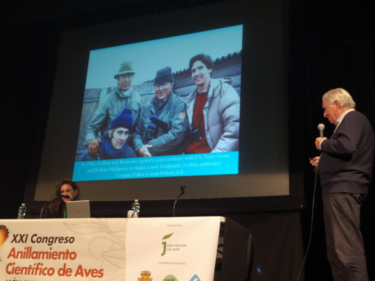 AnillamientoSEO's tweet photo. En el #CongresoAnillamiento @SEO_BirdLife @CMA_SEOBirdLife escuchando al gran #LarsSvensson . 
En esta foto Collins, Mullarney, Petersen y Svensson
@FcoMCamacho https://t.co/K4atOTa2OW