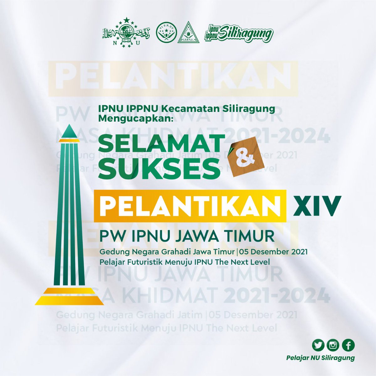 pacsiliragung's tweet photo. #IPNUthenextlevel
Selamat dilantik rekans PW IPNU Jawa Timur, Pelajar Futuristik Menuju IPNU The Next Level -
"milleNUal (IPNU Jatim) harus memiliki 3 pondasi yakni spiritual, konektivitas dan back of Kreatifitas"
Rekan Fakhrul Irfan Syah
Ketua PW IPNU Jatim 2021-2024 https://t.co/opz7cNzy0j