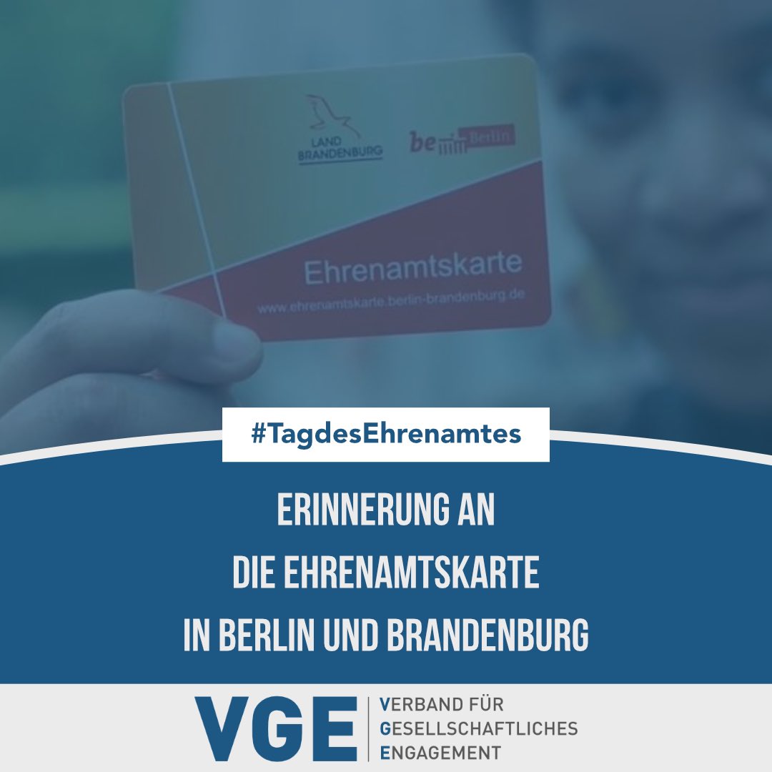 VGE_Berlin's tweet photo. Wir feiern mit über 15 Millionen Ehrenamtlern in Deutschland den #TagdesEhrenamtes.
Und wollen diesen Tag dazu nutzen, um auf die gemeinsame Ehrenamtskarte von #Berlin und #Brandenburg aufmerksam zu machen.   #Berlin #TagDesEhrenamts #Ehrenamt https://t.co/yzjIiPr20u