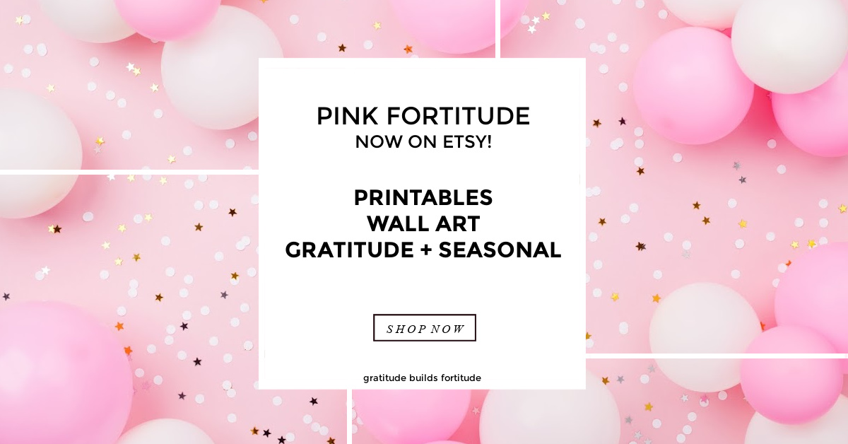 Want more GRATITUDE in your life? Check out Pink Fortitude now on ETSY! Printables + Wall Art + Gratitude + Seasonal SHOP HERE --> etsy.com/shop/PinkForti…