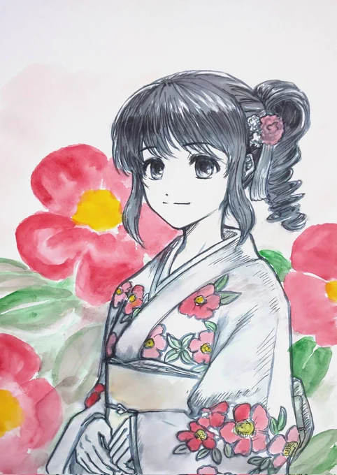 タグ使ってみようかと思い1月に描いた絵と同じようなイラストを意識して描いたけど、全然比較にならなかったので単品で上げます #和清の雑画帳