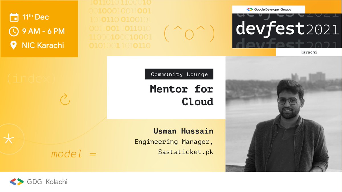 GDGKolachi's tweet photo. Announcing Usman Hussain as our mentor for Cloud for DevFest Karachi 2021!

Register here to attend the DevFest 2021: https://t.co/3Ar9n9pYOT

#DevFestKhi2021 #GDGKolachi #DevFestHereWeGoAgain #DevFest2021 https://t.co/DLuhtMfaIA