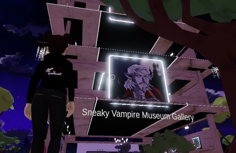 Metaverse ready in our custom SVS #Decentraland hoodies! Thank you so much <a href="/StanryT/">✨stanry✨🌈</a> for the awesome gift to us vamps &amp; for building these amazing <a href="/SVSNFT/">Sneaky Vampire Syndicate</a> museums❤️😍🩸 #SVSNFT #svs #metaverse #mana