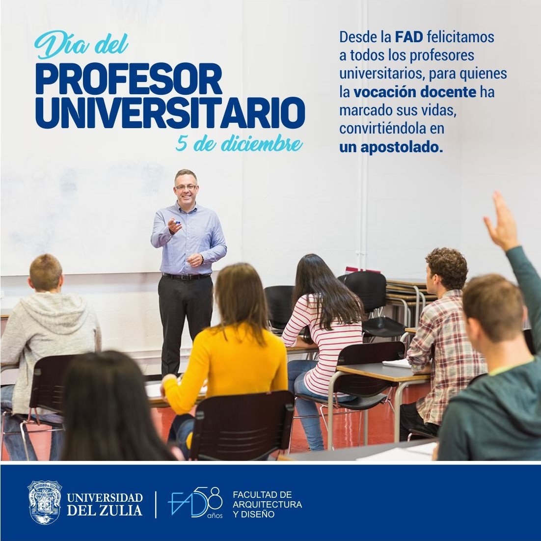 FELICITACIONES en este día a todos los profesores universitarios, para quienes la vocación docente e investigativa ha marcado el hacer de nuestras vidas, convirtiéndose para muchos en UN APOSTOLADO.  Dra. Susana Gómez. Decana <a href="/FadLUZ/">FadLUZ</a>