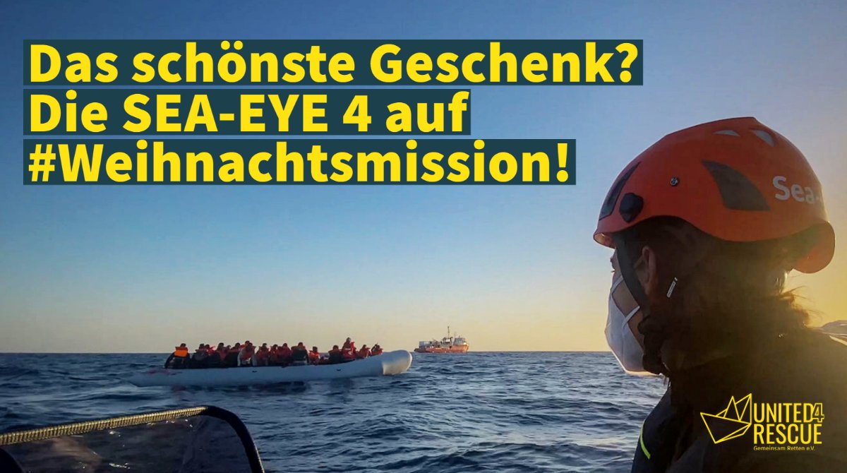 United4Rescue's tweet photo. Ganz oben auf unserem Wunschzettel? 
Die #SEAEYE4 soll schnell wieder auslaufen &amp; Leben retten. Spendet unter Stichwort #Weihnachtsmission und helft, unser rotes Bündnisschiff mit @seaeyeorg noch vor Weihnachten wieder in den Einsatz zu schicken! 🚢😍👊 https://t.co/rc2uqM9TUp https://t.co/98NyIANRVW