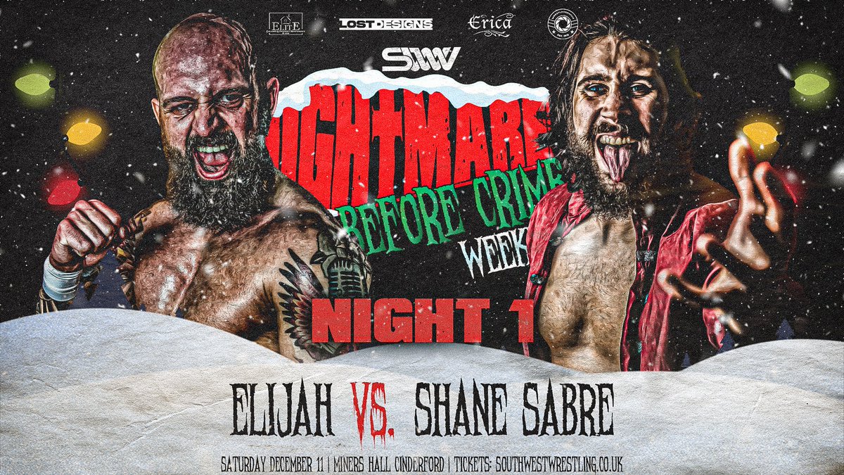 swwwrestling's tweet photo. Elijah takes on the debuting Shane Sabre on NIGHT 1
Night 1 | Saturday Dec 11 | Miners Hall, Cinderford
Night 2 | Sunday Dec 12 | Trinity Centre, Bristol (SOLD OUT)
🎟 https://t.co/VHBE9AengU
#SWW #NBCWeekender🎄#Night1 #Night2 #Wrestling #Cinderford #Bristol #FoD https://t.co/YGnKtuLI43
