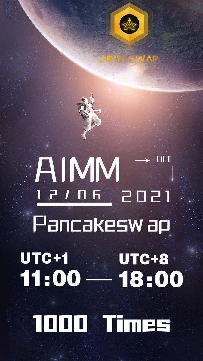 aimm_coin's tweet photo. 🚀Importantly!
👑#AimmSwap Eco-Governance Token $AIMM will go live on December 06, 2021 at 11:00 (UTC+1) /18:00 (UTC+8) to the @PancakeSwap decentralized Exchange, injecting liquidity and opening trading.
💹https://t.co/jgNYcIull3 https://t.co/qGT87uDvjZ