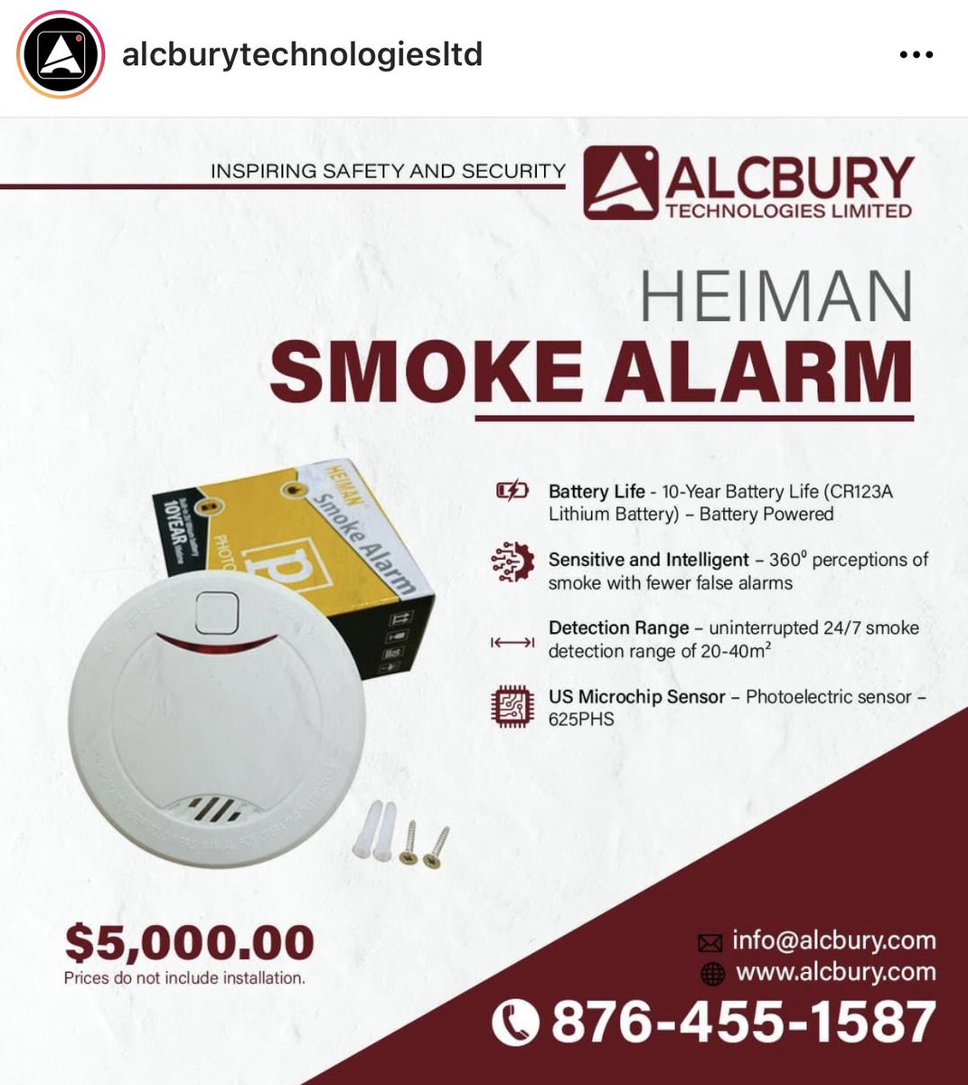 alcbury's tweet photo. 💨 SMOKE ALARM AVAILABLE for both household and industrial needs. $5000. 💨 https://t.co/iOo8DAXmtd