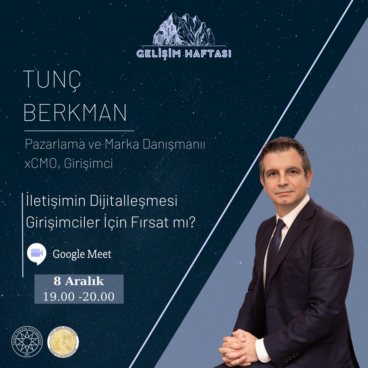 ytugeik's tweet photo. Gelişim Haftası’nın ikinci günü olan ‘Kariyer Günü’nde ilk konuğumuz Tunç Berkman! Sen de bu etkinliğin bir parçası olmak istersen etkinlik formunu doldurman yeterli. 🌟

Başvuru Linki👉🏻 https://t.co/W0rrkafCLo

#yıldıztekniküniversitesi #gelişimhaftası #ytü https://t.co/58N39kNGDF
