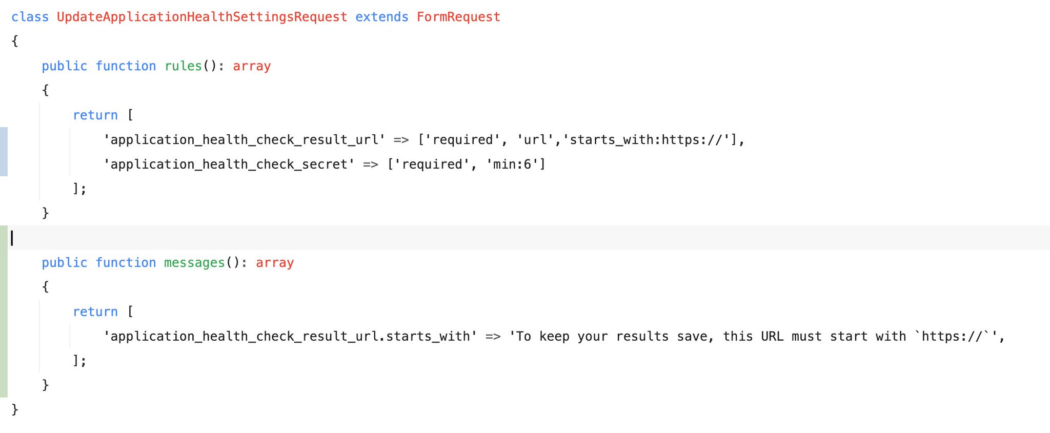 You can add a messages() method to form requests to customize their validation error messages