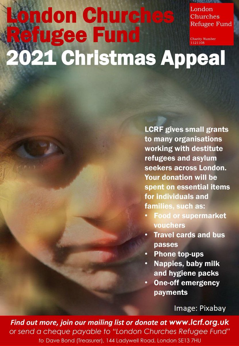 For our Christmas 2021 Appeal, 
<a href="/LCR_Fund/">Help4Refugees</a> makes a simple request of our supporters. Please share the below poster with your circles and if you can donate, please consider it. #refugees #charity #LondonChurchesRefugeeFund #RT