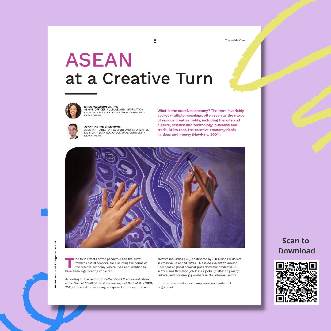 aseancoci's tweet photo. Learn more on how digital transformation impacts the creative economy and why there is a need to consolidate the discussions on the definition of the creative economy in the latest issue of The @asean_magazine!
https://t.co/urNNugvvR5
#TheASEANmagazine #creativeeconomy https://t.co/t6xKTPYjim