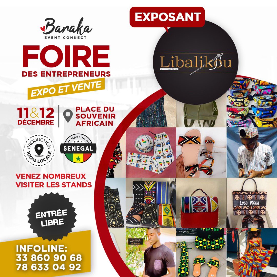 LSvirtualshop's tweet image. Ne ratez surtout pas l’occasion de venir voir nos produits à la foire des jeunes entrepreneurs!
Nous valorisons la création africaine donc venez nombreux pour voir ce que @LSvirtualshop veut vous proposer vous n’allez surtout pas le regretter! 
📌@Placedusouvenir @BarakaEvent