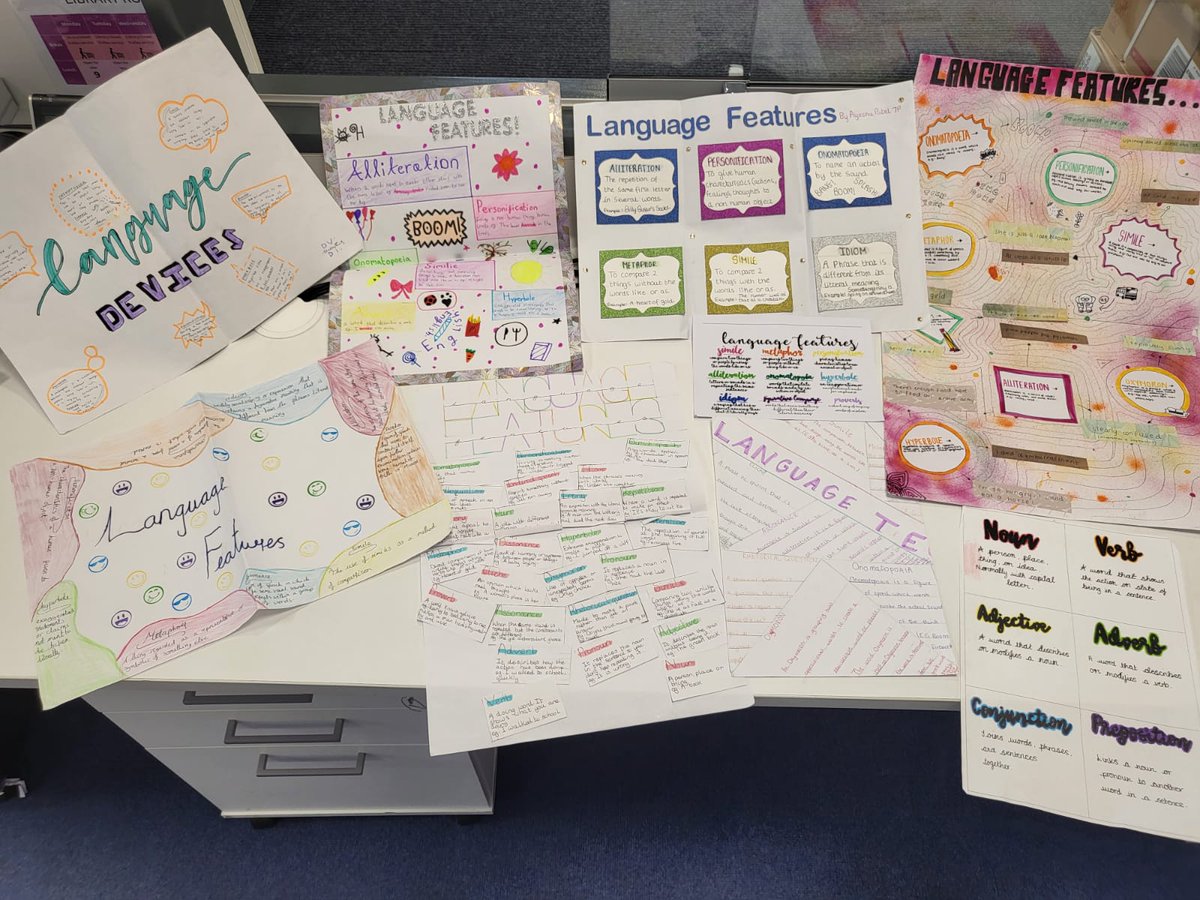 pmghs's tweet photo. Year 7 have created their own language technique posters. An excellent resource for revision! #revision #notes #examnotes https://t.co/vWWuOaGqK6