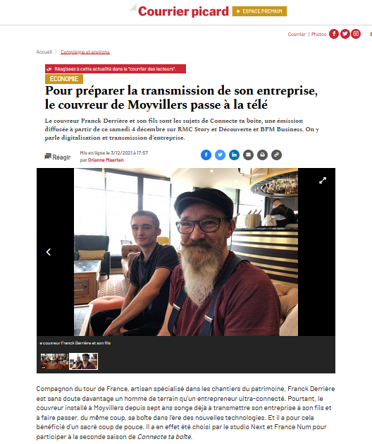 ✅Comment Frank et Hugo numérisent leur activité #artisanale avec les experts du programme #TV #ConnecteTaBoite 

Le quotidien <a href="/CourrierPicard/">Courrier picard</a> vous l'explique 👉premium.courrier-picard.fr/id256701/artic…

📺Avec <a href="/francenumfr/">France Num 📲 TPE PME : Passez au numérique</a> et <a href="/AFNIC/">Afnic</a> -  #TransfoNum #artisanat #artisans #TPE