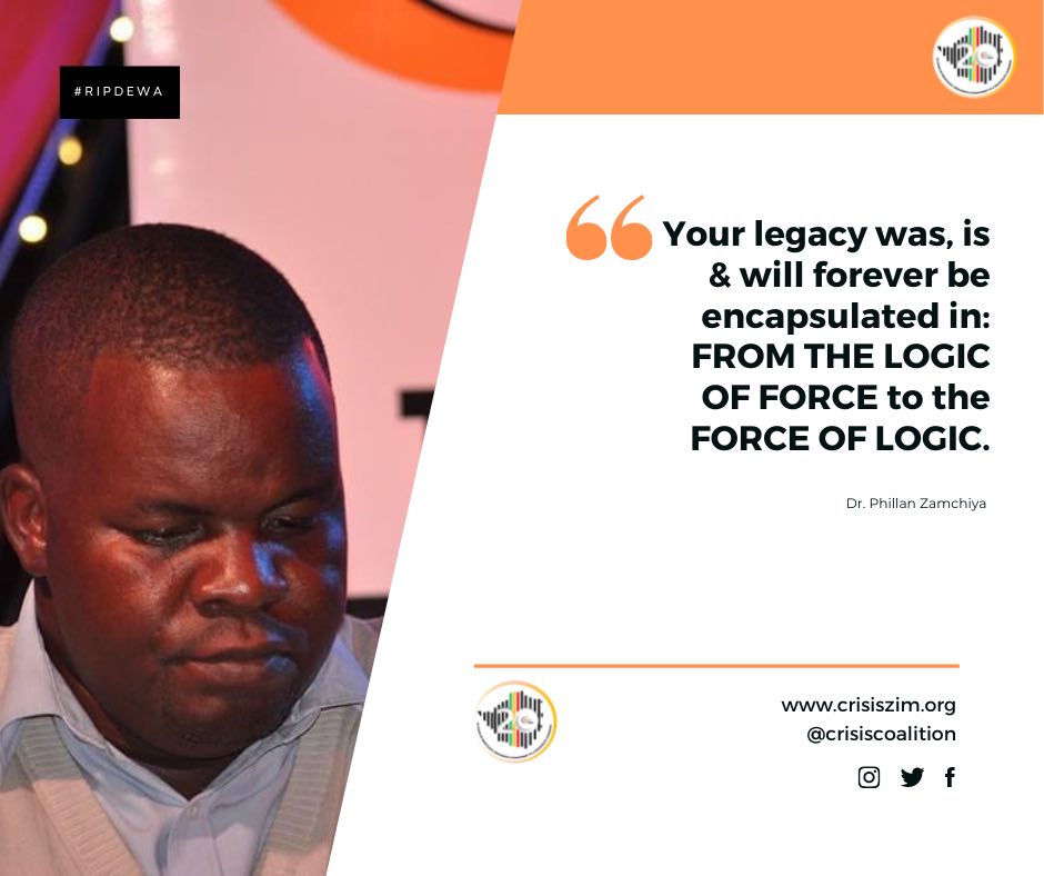 Crisis in Zimbabwe Coalition (@crisiscoalition) on Twitter photo #RIPDewaMavhinga , till wemeet again .<a href="/dewamavhinga/">Dewa Mavhinga</a>
From Former Director at the .<a href="/crisiscoalition/">Crisis in Zimbabwe Coalition</a> Dr. Phillan Zamchiya <a href="/zagija/">Shingirirai Zagija</a> <a href="/JMafume/">Mayor of Harare, Jacob Mafume</a> <a href="/samkebusiness/">Samkeliso Tshuma</a> <a href="/MMlilo1/">Mfundo Mlilo</a> <a href="/marve_kumalo/">Marvellous Kumalo</a> <a href="/Zinasuzim/">ZINASU🇿🇼</a> <a href="/ngadziore/">Takudzwa Ngadziore</a> <a href="/Cde_Ostallos/">Gift Ostallos Siziba</a> <a href="/nelsonchamisa/">nelson chamisa</a> <a href="/BitiTendai/">TENDAI BITI</a> <a href="/freemanchari/">Freeman</a> #RIPDewaMavhinga , till wemeet again .<a href="/dewamavhinga/">Dewa Mavhinga</a>
From Former Director at the .<a href="/crisiscoalition/">Crisis in Zimbabwe Coalition</a> Dr. Phillan Zamchiya <a href="/zagija/">Shingirirai Zagija</a> <a href="/JMafume/">Mayor of Harare, Jacob Mafume</a> <a href="/samkebusiness/">Samkeliso Tshuma</a> <a href="/MMlilo1/">Mfundo Mlilo</a> <a href="/marve_kumalo/">Marvellous Kumalo</a> <a href="/Zinasuzim/">ZINASU🇿🇼</a> <a href="/ngadziore/">Takudzwa Ngadziore</a> <a href="/Cde_Ostallos/">Gift Ostallos Siziba</a> <a href="/nelsonchamisa/">nelson chamisa</a> <a href="/BitiTendai/">TENDAI BITI</a> <a href="/freemanchari/">Freeman</a>