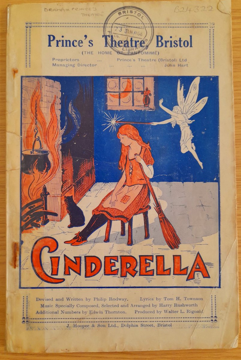 BristolLibrary's tweet photo. 1931 and 1937 programmes for Cinderella at Prince's Theatre. Two very different depictions of Cinderella! #pantomime #ChristmasintheLibrary https://t.co/KKtLf9nqwX