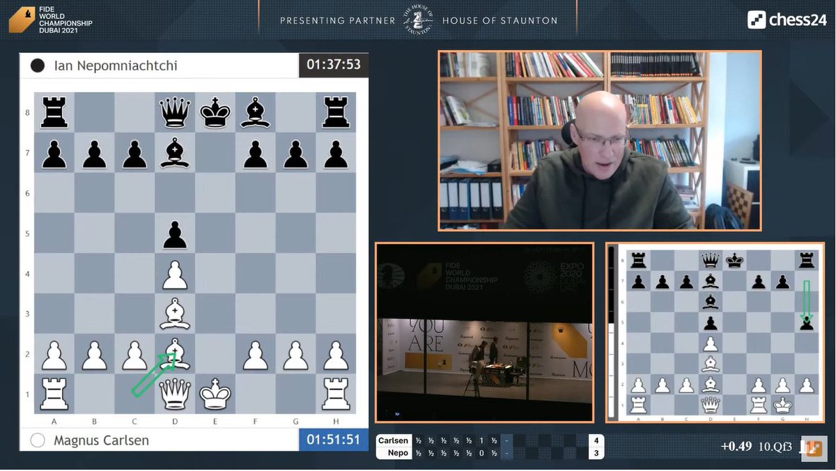 chess24de's tweet photo. 9...h5!? von @lachesisq ! @ChessExplained kommt genau rechtzeitig!
https://t.co/uvr1Vonlco
#24live #CarlsenNepo #FIDEMatch2021 https://t.co/XDtogHbfaZ