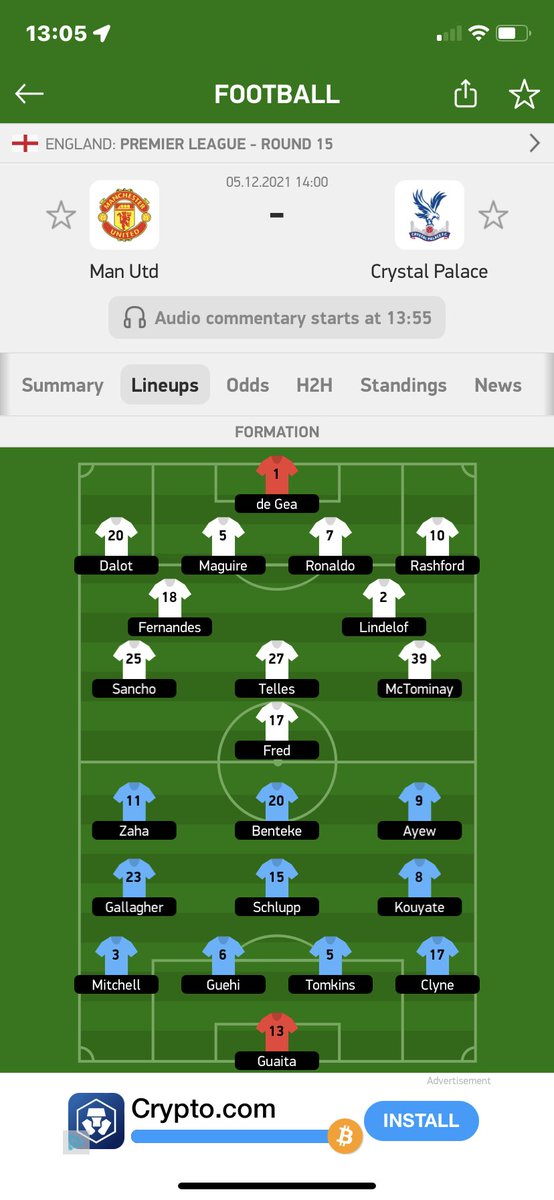 Interesting line up according to FlashScore . Ronaldo centre half and Fred up top !!!! #MUNCRY #ManchesterUnited