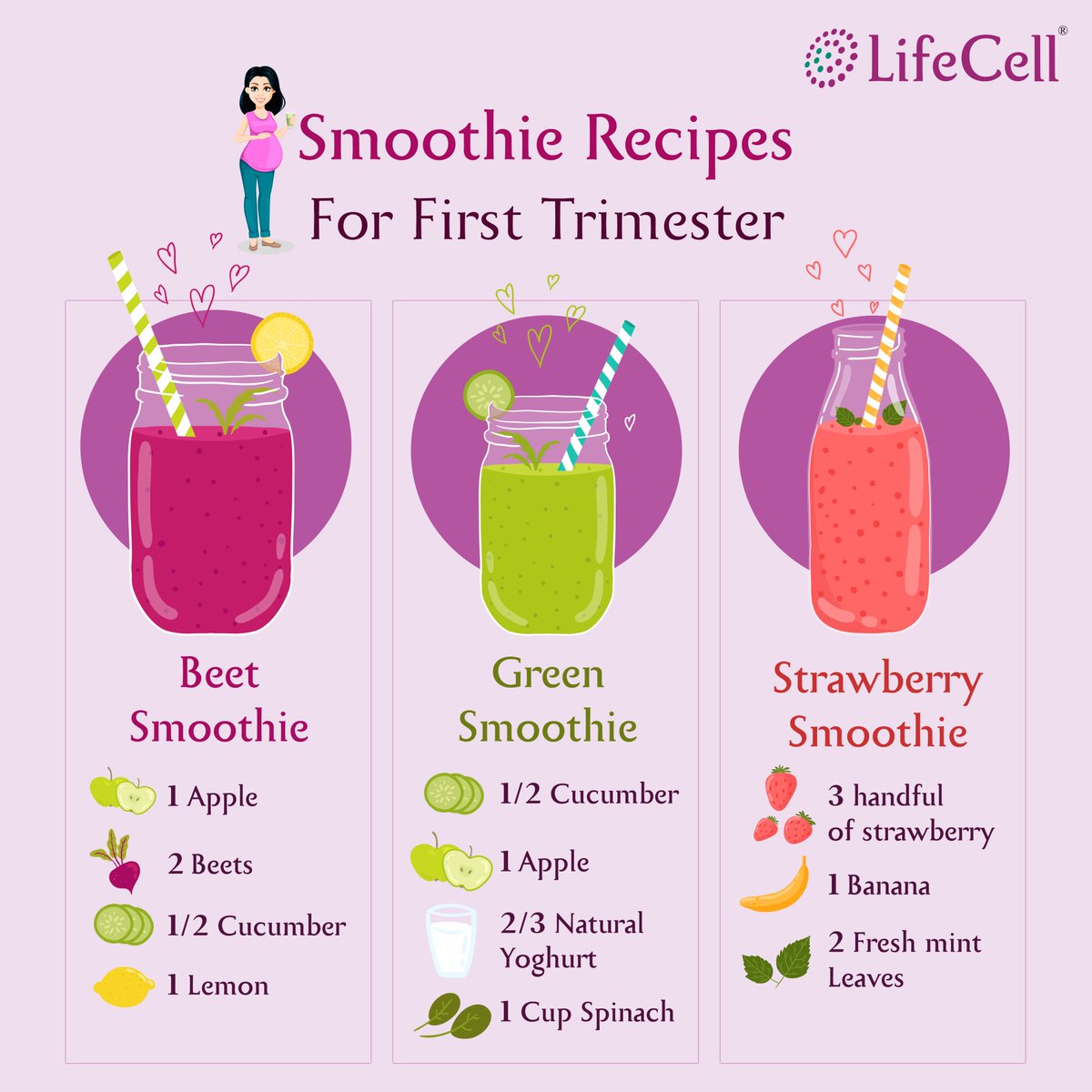 Healthy smoothies - a great way to ensure sufficient nutrition through the tough phase of first trimester morning sickness.
#pregnancy #pregnancytips #motherhood #baby #momlife #trimester #firsttrimester #smoothies #morningsickness #newborn #newbornbaby #pregnancyjourney