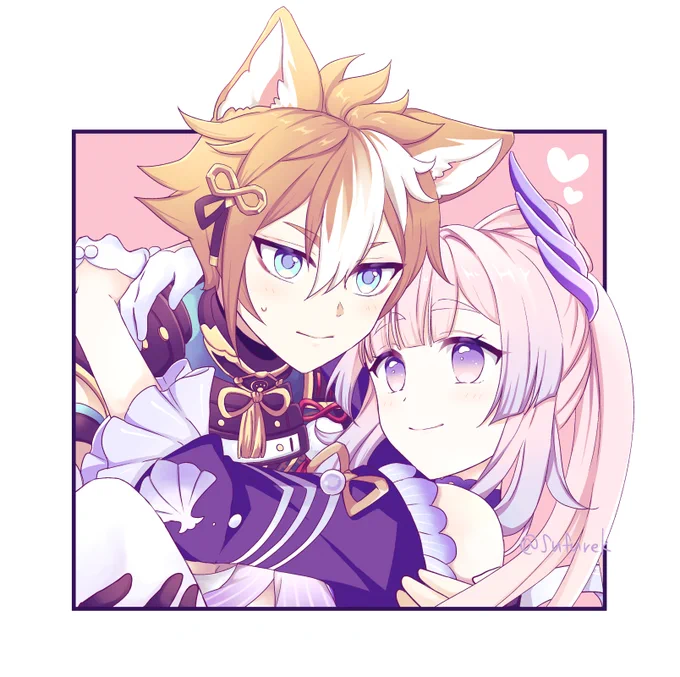 姫抱っこ心ゴロ～～🐠🐶
#kokomi #gorou #kokorou 