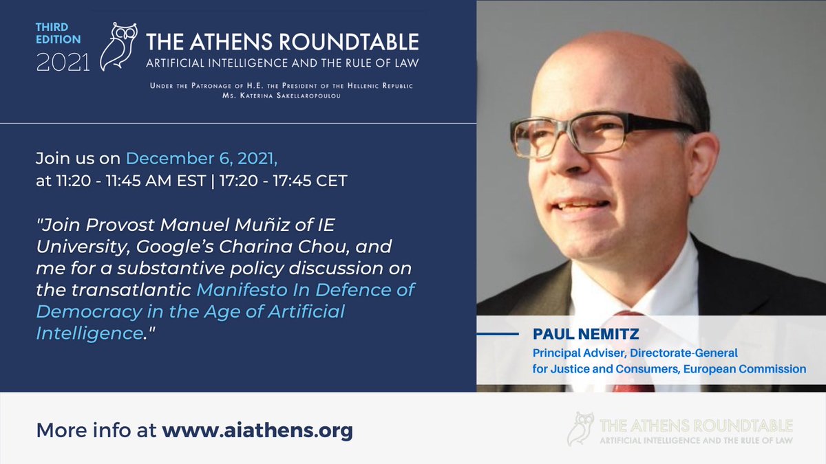 PaulNemitz's tweet photo. #Ai #Ahens #RuleofLaw Roundtable on Monday 6 December. https://t.co/sHeWM9kj3r