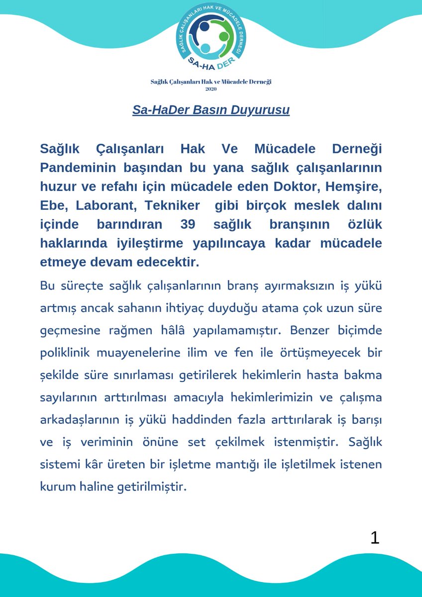 SaHaDernegi's tweet image. KAMUOYUNA SAYGIYLA DUYURULUR... 
@RTErdogan
@TBMMGenelKurulu
@drfahrettinkoca
@NureddinNebati
@MemurSenKonf
@KESK1995
@kamusen