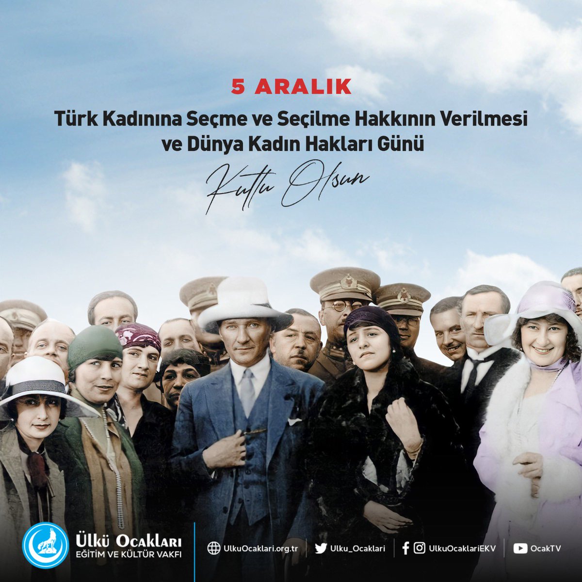 "Ey kahraman Türk kadını, sen yerde sürünmeye değil, omuzlar üzerinde göklere yükselmeye layıksın." 

Gazi Mustafa Kemal Atatürk'ün öncülüğünde kadınlarımızın seçme ve seçilme hakkına kavuştuğu bu anlamlı günü kutluyor, tarihe iz bırakmış kahraman kadınlarımızı saygıyla anıyorum.