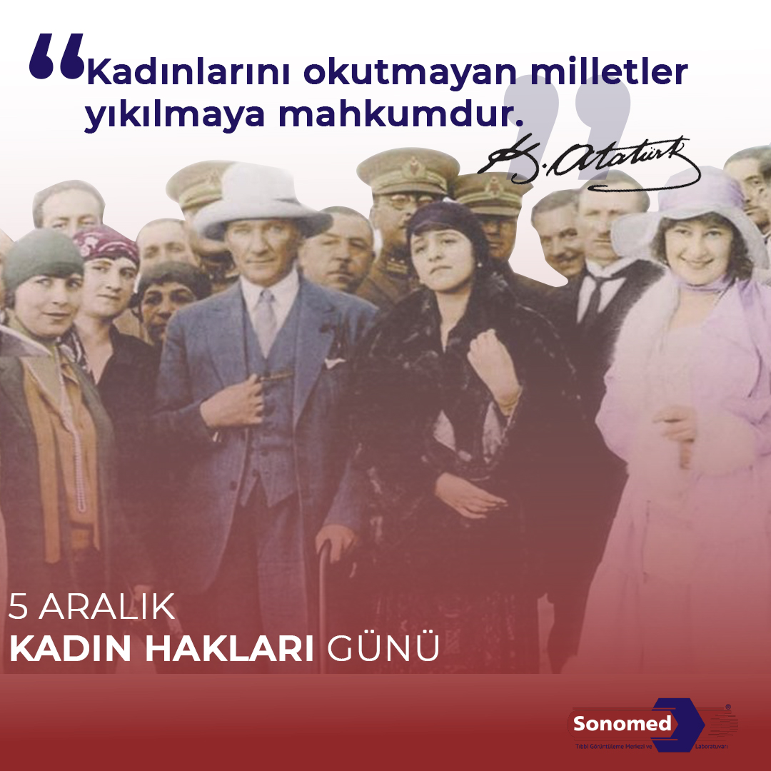 Sonomed2's tweet photo. Türkiye’de kadınlara seçme ve seçilme hakkı tanınan 5 Aralık 1934 günü, dünyada Kadın Hakları Günü olarak kutlanmaktadır. Tüm kadınlarımızın 5 Aralık Kadın Hakları Günü’nü kutlarız. https://t.co/ixAX2nqebi