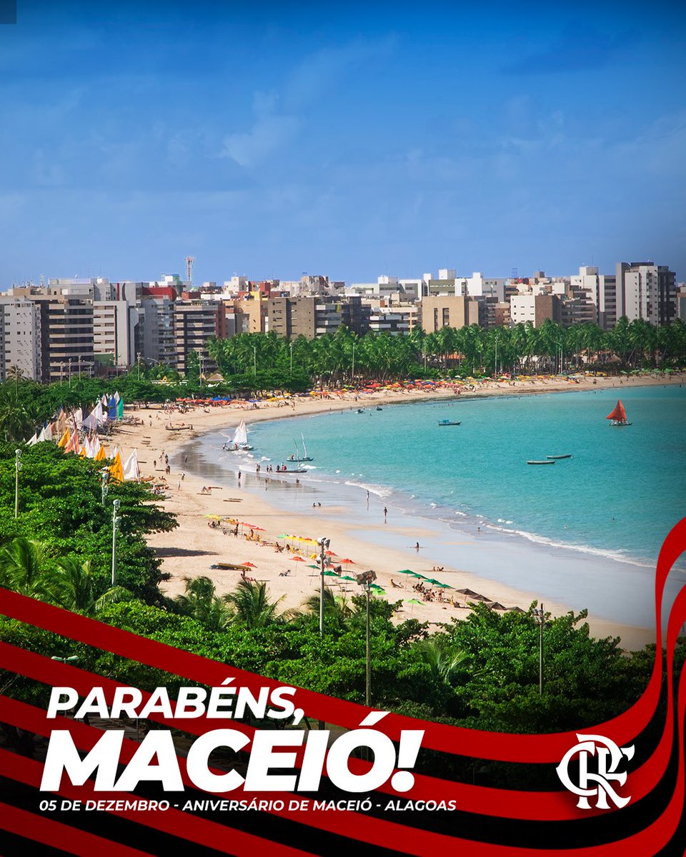 Hoje é o aniversário de 206 anos da belíssima Maceió, capital de Alagoas. Parabéns para a cidade e para todos os rubro-negros locais! 👏❤️🖤

#CRF