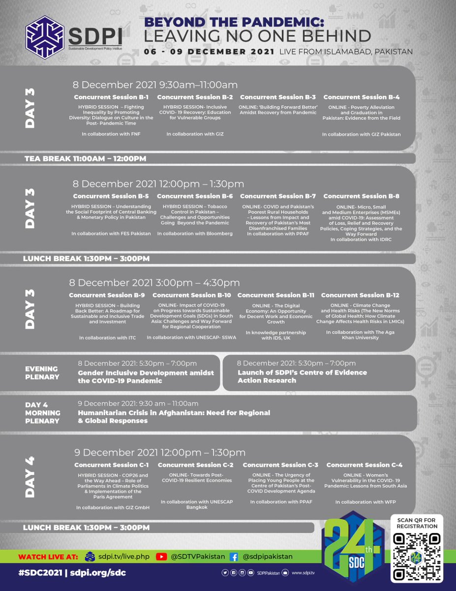 Biggest congregation of the year. @SDPIPakistan mega conference #SDC2021 starting tomorrow.
Here is brief info of sessions attached. 
Live at Facebook pages👇
SDPI:bit.ly/3ooBScI
SDTV: bit.ly/3Dn4Bmx
SDC.SDPI: bit.ly/332OfDd
CLD: bit.ly/3djQSSX