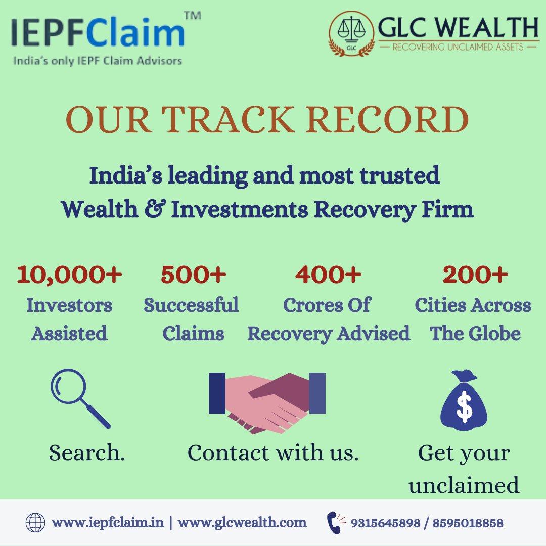 GlcWealth's tweet photo. India’s most trusted Legal & Financial Advisors for Recovery of Old/ Lost & Blocked Unclaimed Shares and Investments of NRIs/Foreign Citizens in the Indian Capital Markets.
Send ur query👉🏻 https://t.co/yU5qltp9rc
#investors #Shares #Stocks #IEPFA #IEPFClaim #wealth #glcwealth https://t.co/ptidJMfkE0
