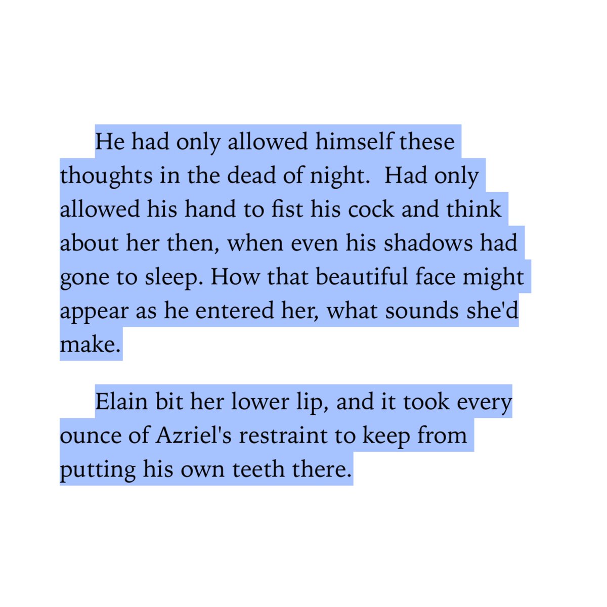 sammackey's tweet photo. “elriel isn’t boy obsessed trope”

literally azriel to elain https://t.co/JlMelr00tu