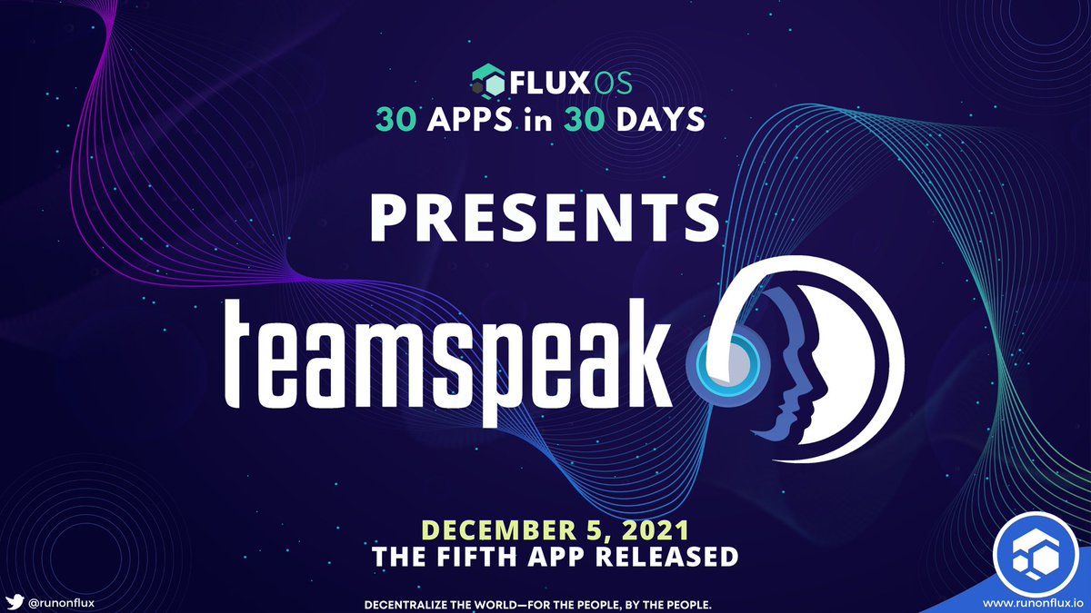 RunOnFlux's tweet photo. The push for gamers is full throttle! @teamspeak, offering military-grade security, low latency VoIP, and 3D surround sound as default.There are no centralized servers and no harvesting of personal data. Your chat, your data, your choice. $Flux #Flux #Web3 #BlockchainGaming https://t.co/wnMlFqtCHh