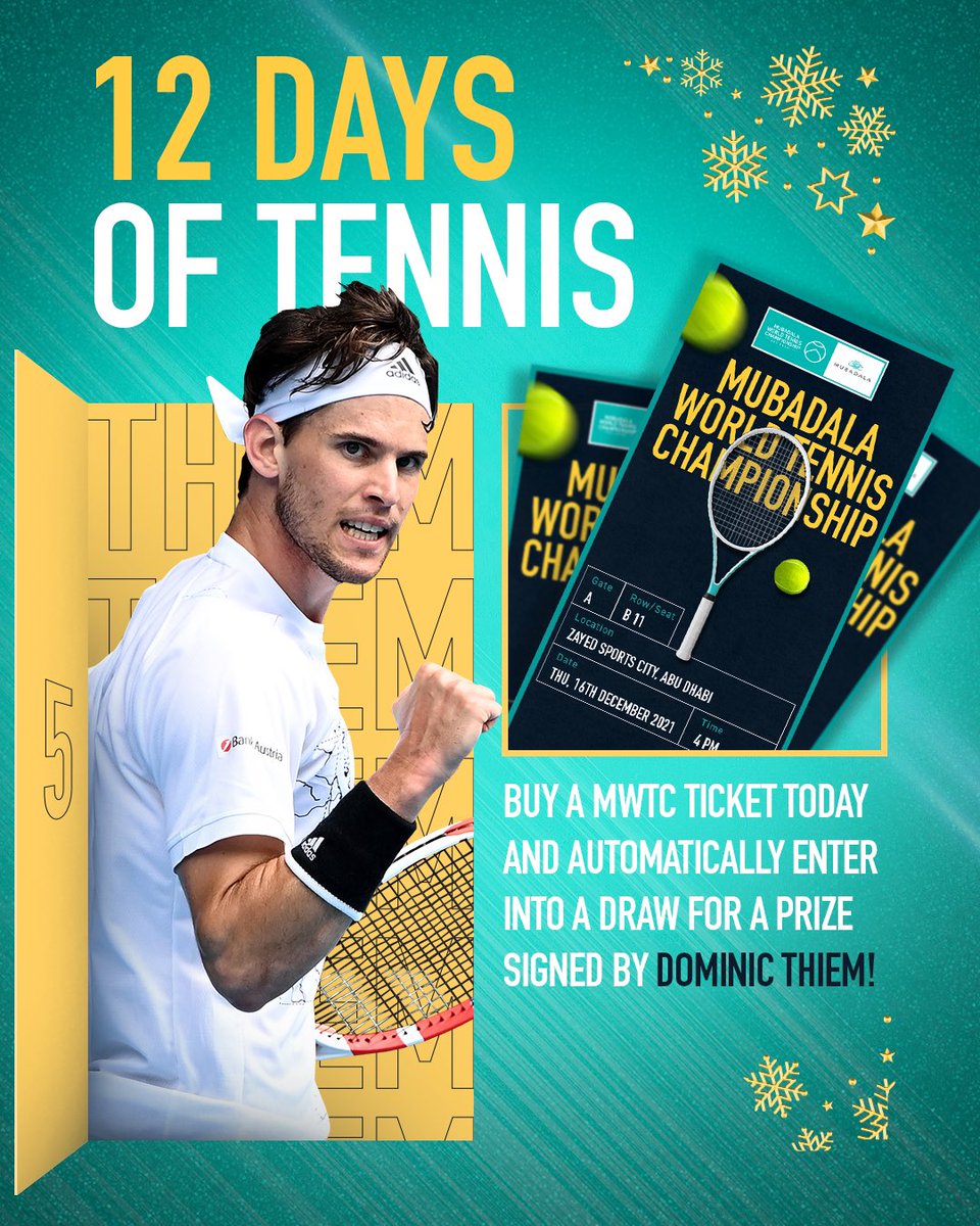 MubadalaWTC's tweet photo. It's Thiem for day ๐of the #12DaysOfTennis!
๐ in bio to purchase your #MWTC tickets TODAY: https://t.co/eliTsZEx8j
#MakeWayForTheBest @ThiemDomi https://t.co/5AwaYk5TS0