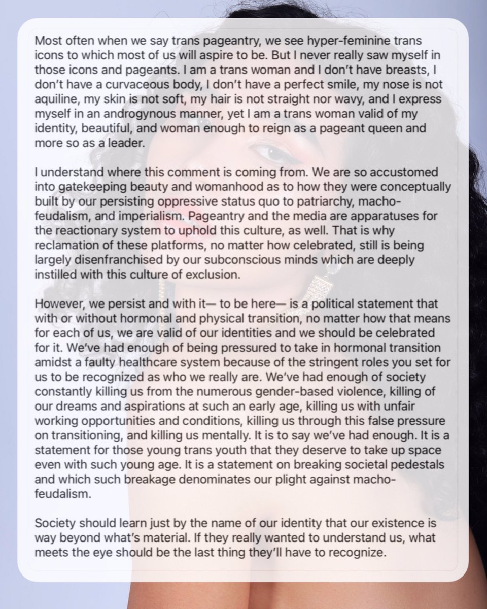 albierevalde's tweet photo. Society should learn just by the name of our identity that our existence is way beyond what’s material. If they really wanted to understand us, what meets the eye should be the last thing they’ll have to recognize.
#AlBeyond
#DuchessGlobal2021
#TransFormTomorrow
#InTRANSectional https://t.co/7Xvhy2mCDG
