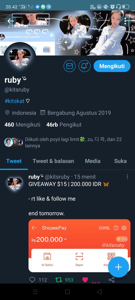 sheihosh's tweet photo. @kitsruby @_everyonewonwoo donee all rules, bismillah wish me luck🥺🥺 thanks for giveaway nya kak💙 https://t.co/DgNkVsTeng