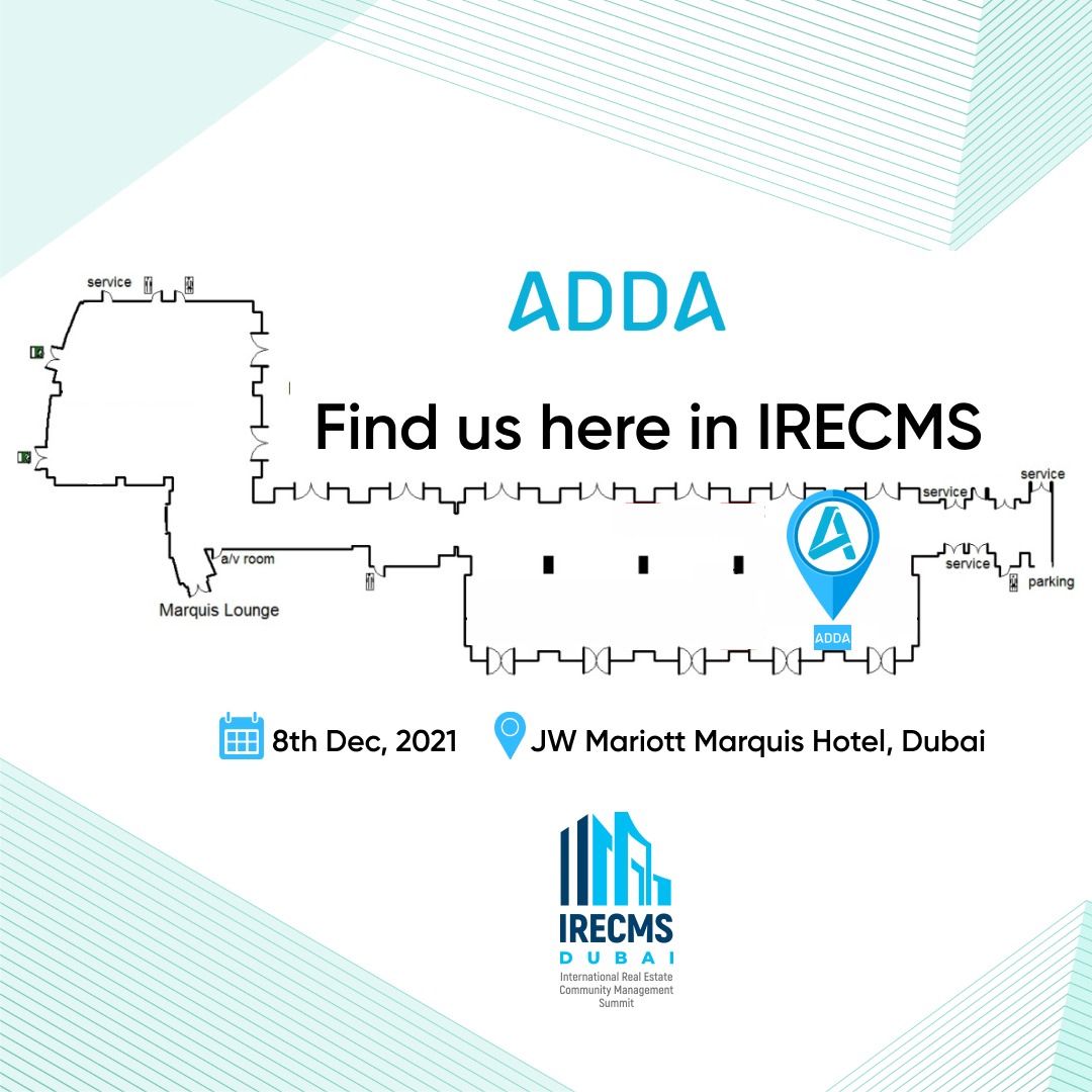 ADDASoftware's tweet photo. 2 DAYS to go for IRECMS 2021!
We will be stationed at the JW Marriott Marquis Hotel, on 8th December!
Come, drop at our stall and talk to us!
#IRECMS #ADDA #GoldSponsors #Dubai #IRECMS2021 #RealEstate #CommunityManagement #Conference #PropTech #Summit https://t.co/YE3kYpsRgO