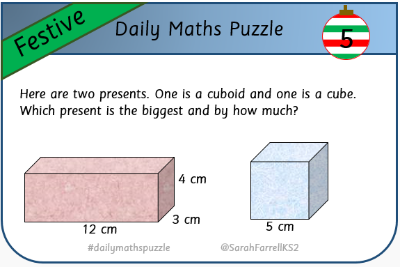 SarahFarrellKS2's tweet photo. #dailymathspuzzle #edutwitter #festivemaths https://t.co/hVPhj1GMgS