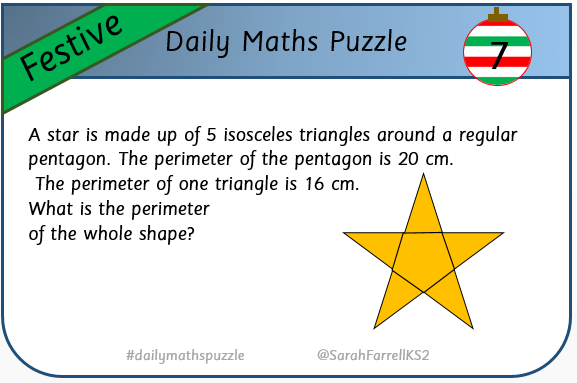SarahFarrellKS2's tweet photo. #edutwitter #dailymathspuzzle #festivemaths https://t.co/HdE8Jv2zFx