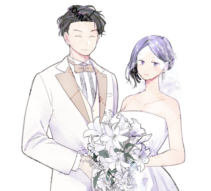 Skeb納品しました。夜子と月忠のウェディングフォトとのご依頼でした。ありがとうございました～!!! 